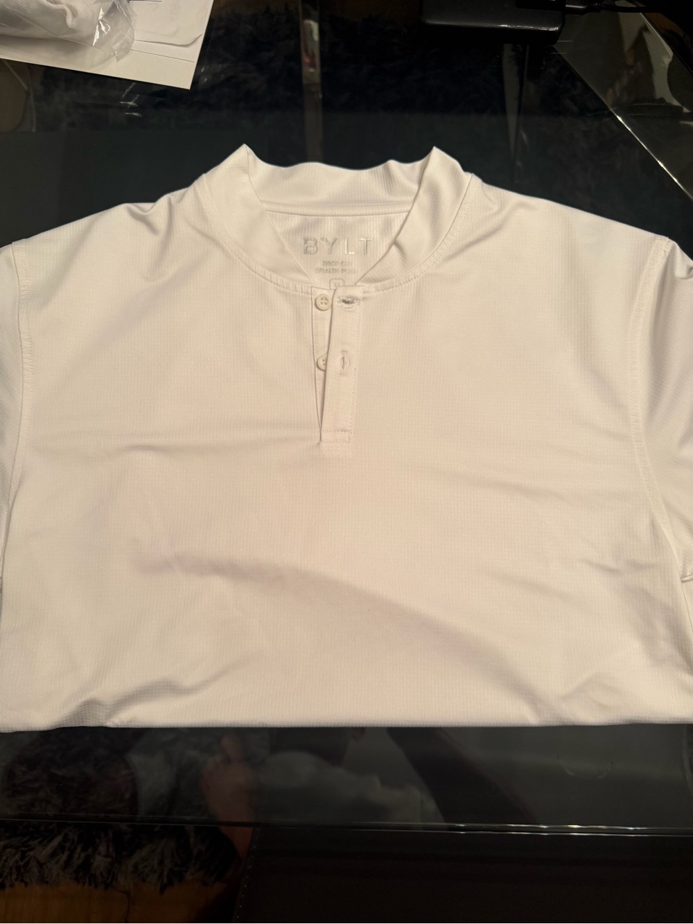BYLT Basics White Short-Sleeve Henley Button-Down